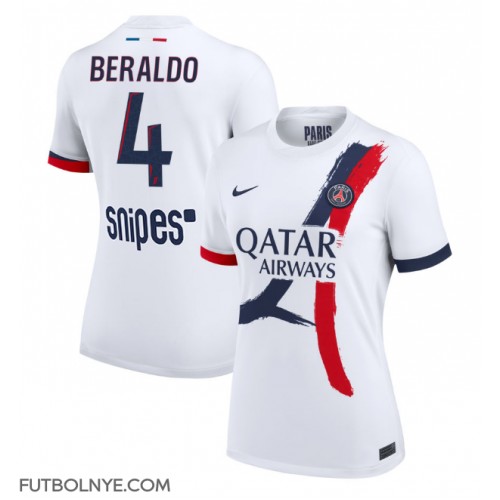 Camiseta Paris Saint-Germain Lucas Beraldo #4 Visitante Equipación para mujer 2025-26 manga corta Camiseta Paris Saint-Germain Lucas Beraldo #4 Visitante Equipación para mujer 2025-26 manga corta